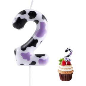 Pink Cow 3rd Birthday Candle, Black and Pink Cow Number 3 Cake Candle Birthday Cake Topper for Farm Animal 3rd Birthday Party Decoration