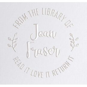 Library Book Embosser Seal Stamp Personalized Customized 1 x 5/8" (Fern)