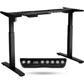 COSTWAY Electric Stand up Desk Frame, Ergonomic Sit to Stand Desk Frame w/Adjustable Height & Width, DIY Workstation Base w/Memory Controller for Home Office(Frame Only) (Black)