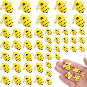 50 Pcs Bumble Bee Decor,Mini Resin Bees for Crafts,Resin Honey Bees,Small Plastic Flatback Bumble Bee Decor Embellishments for DIY Wreath Decoration Birthday Party Scrapbooking Table Decoration