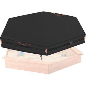 Hexagonal Sandbox Cover, Made 600D Heavy Duty for Children's Sandbox Protection Kids Outdoor Sand Boxes Sandpit,with Two Reflective Handles,6.1 Metre Drawstring and snap（74" L x 65" W x 8" H）