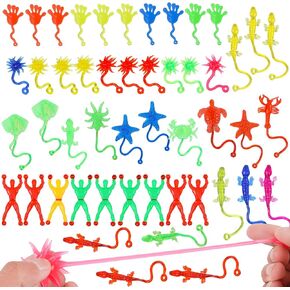 LOKIPA 50PCS Stretchy Sticky Toy, Sticky Hands for Kids Stretchy Toys Classroom Treasure Box Carnival Prizes Bulk Party Favor Holiday Basket Bags Stuffers(5 Styles)