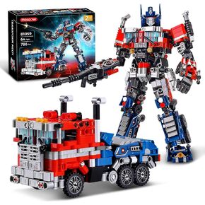 تحويل مجموعات روبوت لبنة ألعاب ， 2 في 1 تحويل مجموعة بناء شاحنة ميكانيكية ， متوافقة مع LEGO هدية عيد ميلاد عيد الميلاد للبالغين الأولاد من 8-12 (الأزرق) in Kuwait