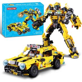 Transform Sets Robot Building Block Toys，2-in-1 Transforming Mech Truck Building kit，Compatible with Lego，Christmas Birthday Gift for Adults Boys Age 8-12 (Blue)