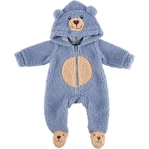 BABESIDE Reborn Baby Doll Clothes for 17-22 Inch Babydolls, Cute Bear Style Baby Doll Clothing with Hat for Realistic Baby Doll Accessories, Only 1 Pcs Blue Onesie