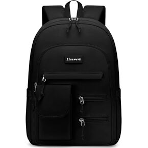 School Bookbag Laptop Backpack for Girls: 15.6 Inch Cute Student Backpacks for Elementary Middle High School Casual Anti theft Travel Back Pack Aesthetic College Schoolbag For Teens Boys Women (Black)