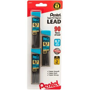 Pentel Super Hi-Polymer Lead Refill (0.7mm) Medium, HB, 30 pcs/Tube, 90 Count