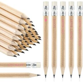 50 Sets Boho Baby Shower Pencils Gifts Bulk for Guest Golf Half Pencil Baby Shower Game Sharpened Mini Pencils with Eraser Bohemian Pampas Grass Girl Boy Neutral Gender Reveal Party Favors