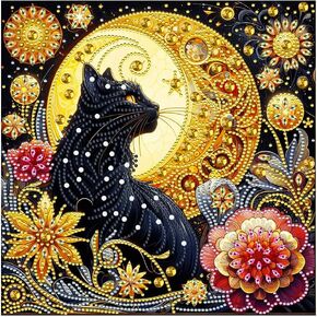 AMORARS Diamond Painting Kit for Adults, 5D Cat Diamond Art Beginners - Special Shape Crystal Rhinestones Diamond Dot Gem Art Paintings, Suitable Gifts, and Home Decoration Crafts，12x12In