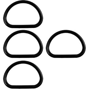 Runseaway 4Pcs D-Shaped Plastic Purse Handles, Black Oval Handbag Replacement Handles for Bag Making, DIY Handmade Tote Bags, Crocheted Purses, Summer Beach Bags, 4.8" x 3.5"