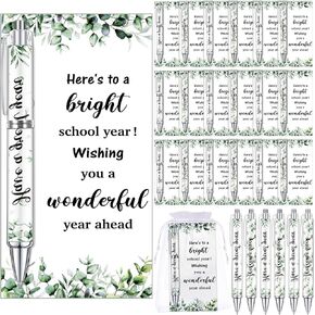 Marspark 30 Set Welcome Back to School Gifts Bulk Ballpoint Pens and Greeting Cards Set with Bags Twist Ties Bright First Day of School Gifts for Teacher Student Classroom Party Favors Supplies