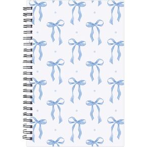 Blue Bow Notebook - Coquettte School Supplies Bow Journal Cute Note Book Preppy Back to School Stuff Study Supplies Stationery for Students Girly Teen 5.5x8.3 Inches