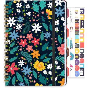 Lined Spiral Notebook, 140 Pages College Ruled Journal for Women A5 Journaling Notebooks for Work & Note Taking Perfect for Men Women Office Home School, 5.9" x 8.3" - Black Flower