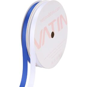 VATIN Royal Blue & White 2 Rolls Double Faced Satin Ribbon 3/8" Wide X 10 Yards Each, Total 20 Yards Silk Ribbons for Gift Wrapping Baby Shower Bridal Flower Bouquet Wedding Decor