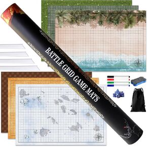 Dungeons and Dragons Starter Set - Ultimate DND Battle map Bundle with 6 terrains 24" x 36" Game Grid Mat, Dry Erase Markers, dice & More for Epic DND Adventures | DND maps, DND Battle mat