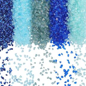 SUNNYCLUE 1 Box 300G 5 Colors Blue Broken Glass Crushed Crystal Glitter Irregular Chunky Metallic Stone Sprinkles Flakes Chips Pieces for Nail Arts Decoration Filler Jewelry Making DIY Crafts