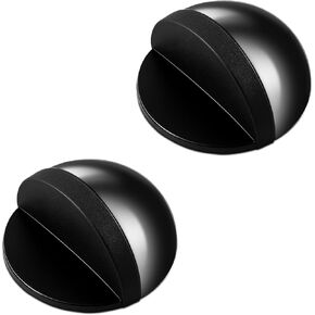 2PCS Floor Door Stop, Self Adhesive Door Stoppers Floor Mounted, Punch-Free Anti-Collision, Stainless Steel Hemispherical No Drill Doors Stopper, for Living Room, Bedroom, Office, Black