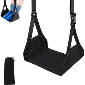 Airplane Foot Rest Hammock, Adjustable Travel Footrest with Storage Bag, Portable Under Desk Leg Support, Adjustable Leg Support for Long Flights