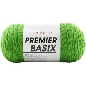 Premier Yarns Basix, Solid Worsted Yarn, Made of Acrylic, Ideal Yarn for Crocheting and Knitting, Spring Green, 359 Yards