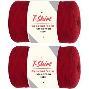 2 Pack T-Shirt Yarn VR%60 Cotton for Crocheting Knitting Soft Chunky Fabric Beginner T Shirt 500g, 240 Yds Coaster Perfect Bags Baskets Blankets Home Decor (Lurex T-Shirt Yarn, Ice Blue)