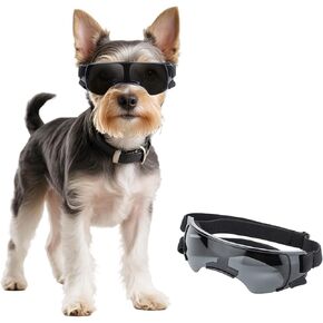 Dog Goggles for Small Dog Doggy Goggles with Adjustable Straps Anti-UV Doggie Sunglasses Windproof Eye Protection Dog Sunglasses to Small Breed, Black