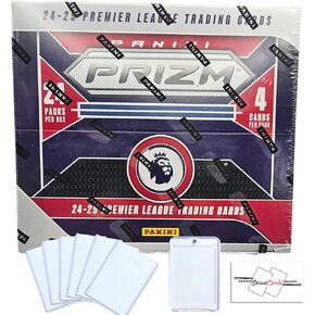 2024-25 Panini Prizm Premier League EPL Retail Box with 96 Trading Cards + 6 Toploaders + Magnetic Holder + StreetCards Magnet!
