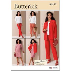 Butterick Misses' Jacket, Slim Fit Knit Top and Dress, and Pants Sewing Pattern Packet by Palmer/Pletsch, Design Code B6975, Sizes 8-10-12-14-16, Multicolor
