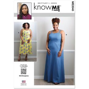 Know Me Women's Strappy Dress Sewing Pattern Kit, Design Code ME2040, Sizes 20W-22W-24W-26W-28W