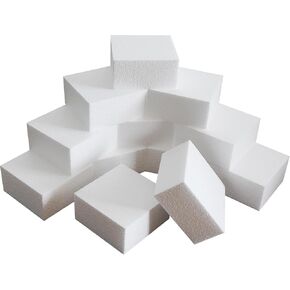 Shape Your Craft - 12 Pack Polystyrene Foam Blocks for Crafts - 4" x 4" x 2" Rectangular Foam Bricks for Flower Arrangements, Art Supplies, School Projects, Wedding Centerpieces, and DIY Projects