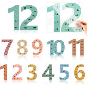 12Pcs Large Math Posters from 1 to 12 Counting Numbers Multiplication Chart Poster, Math Classroom Decor, Math Bulletin Board Sets for Elementary School Classroom Home Supplies