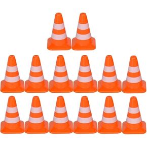 14Pcs Miniature Traffic Cones for Dollhouse, Plastic Road Sign Educational Construction Model