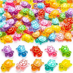 80Pcs Luminous Mini Resin Turtles Cute Tiny Turtles to Hide, Glow in The Dark Turtles Animals Figurines for Garden Micro Landscaping Home Decor Party Presents(10 Colors)