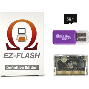 EZ-Flash Omega Definitive Edition, GBA Game Cartridge, Pre-Loaded Games, 32GB SD Card, Supports 128GB, GBA SP, DS, NDS, Retro Gaming, Flash Cart, Game Console Accessories