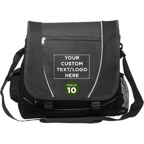 Custom Messenger Bags & Laptop Bags Set of 10, Personalized Bulk Pack - Perfect for Employees, Students, And For Everyday Use - Blue