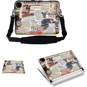Meffort Inc 15 15.6 inch Laptop Carrying Sleeve Bag Case with Hidden Handle & Adjustable Shoulder Strap with Matching Skin Sticker and Mouse Pad Combo - Blue Purple Butterfly