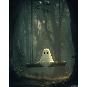 VNUIEHG Paint by Numbers Kit for Adults Halloween Ghost, DIY Oil Painting Kit on Canvas with Paintbrushes and Acrylic Pigment, for Paint by Numbers for Beginner, for Home Wall Decor 16x20Inch