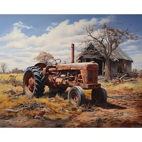 QACEYID Paint by Numbers for Adults, Autumn Farm Tractor, Paint by Numbers Kits on Canvas, Acrylic Oil Painting Number Kits for Gift Decor, 40x50cm