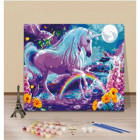 EPLUUM DIY Paint by Numbers Kit for Adults Paint by Numbers for Adults Student DIY Oil Number Painting Kits for Adult Ideal Gift for Family Friend Home Decor Rainbow Unicorn 16x20 in