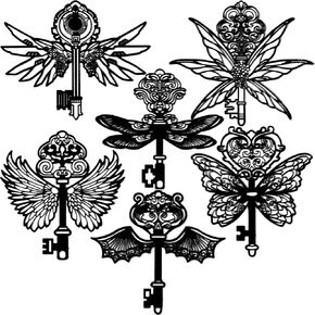 12pcs Flying Key Charms Hollow Skeleton Keys Thin Stainless Steel Metal Pendants Winged Keys for DIY Earrings Necklaces Hanging Decorations Bookmarks Jewelry Making Supplies