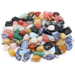 LE SKY natural stone pendants multi shape color random crystal agate stone charms for jewelry making necklace bracelet