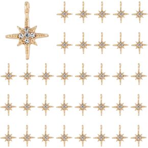 DICOSMETIC Rhinestone Hexagram Charms North Star Pendants Alloy Six Point Star Pendants Light Gold Vintage Charm Celestial Charms Shiny Dangle Charm for DIY Jewelry Making