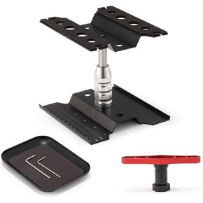 RC Car Repair Work Stand with RC Car Magnetic Screw Tray and 17mm Wheel Hex Hubs Wrench Compatible with 1:8 1/10 Scale RC Car Truck Off Road Buggy Rock Crawler Touring Drift (Black)