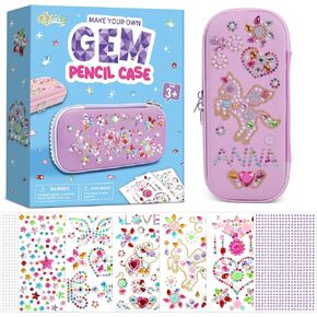 Gem Diamond Stickers Painting Crafts Decorate Your Own DIY Pencil Case for Girls Back to School Fun Creative Arts Crafts for Age 8-12 Birthday Gifts Toys Art Game Activities Age 4-6-8-10(Purple)