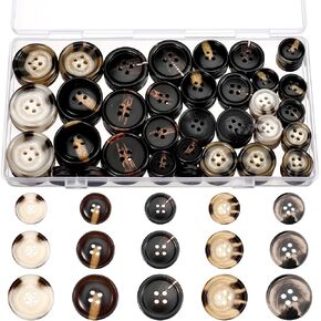 110Pcs Buttons for Crafts 4-Hole Mixed Round Sewing Craft Suits Coats Round Resin Blazer Buttons Suitable for Variety Sewing Crafts Clothes Decorations DIY 3 Sizes(1/0.78/0.59 Inches)