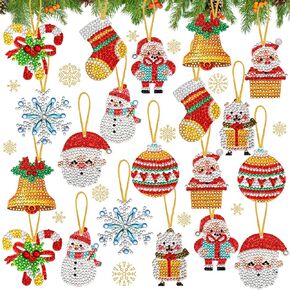 Jetec 20 Pcs Christmas Diamond Painting Ornaments Diamond Art Kits Crystal Painting Ornaments for Crafts Xmas Decor
