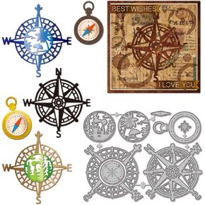 GLOBLELAND Compass Frame Cutting Dies for DIY Scrapbooking Metal Forest Seaside Border Cut Dies for Card Making Embossing Photo Album Craft Decor