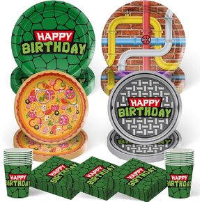 120pcs Turtle Plates Napkins Birthday Party Supplies Disposable Paper Cups Tableware Set Cartoon Party Decorations for Boys Girls Birthday Decor 30 Guests