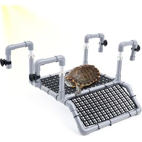 Chunful Adjustable X-Large Turtle Basking Platform, 19″ Wider Hanging Turtle Dock, DIY Ramp with PVC Pipes and Suction Cups Basking Area for Aquarium Tank 40/50/65/75/90 Gallon, Tank Accessories