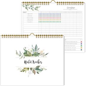 Habit Tracker Calendar，12 Monthly Habit Tracker Journal with Spiral Binding,Undated Weekly Monthly Planner to Boost Productivity&Self Improvement,8.5"x11"（Green)