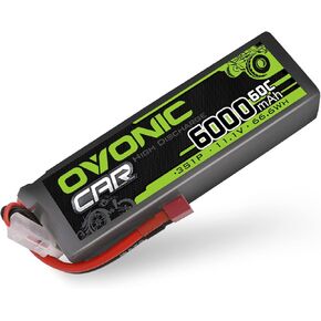 OVONIC LiPo Battery 3S 11.1V 6000mAh 60C RC Battery with Dean-Style T T Plug for RC Plane, DJI F450 Quadcopter, RC Airplane, RC Helicopter, RC Car Truck Boat